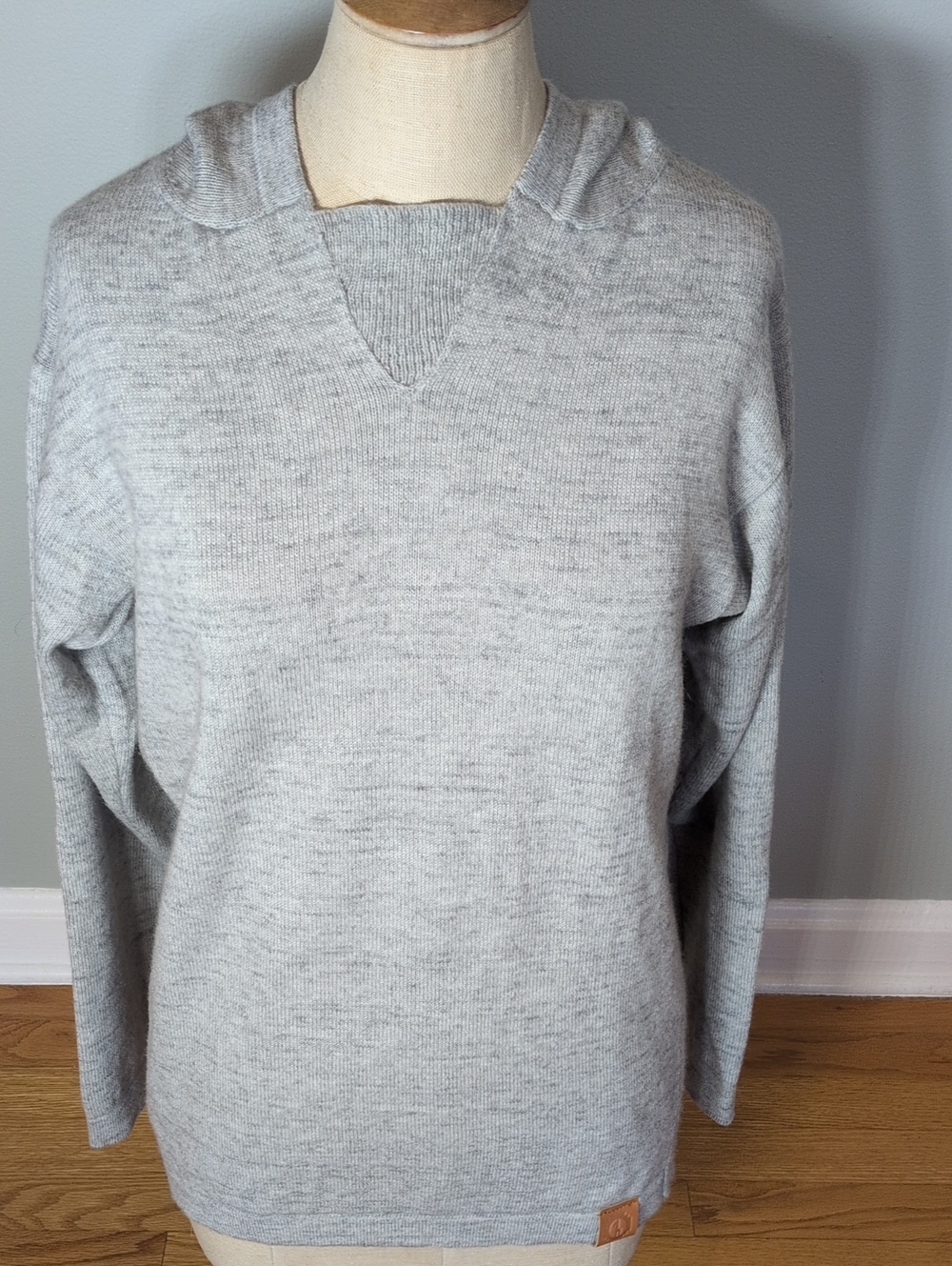 Paka The Hoodie Sweater Unisex Heather Gray Royal Alpaca Blend Pullover Small